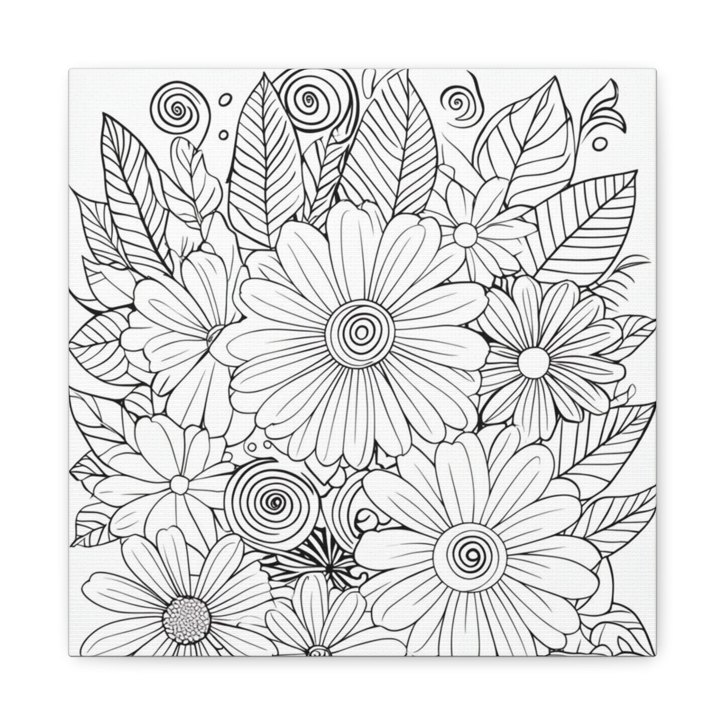 COLOR IT YOURSELF Floral Doodle Canvas Art — Black & White Bouquet Stretched Canvas