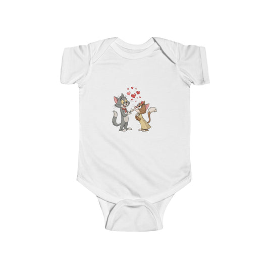 Cute Kissing Cats Infant Bodysuit – Baby Valentine Cat Love Onesie