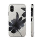 Monochrome Floral Tough Phone Case — Black Ink Flower Protective Cover