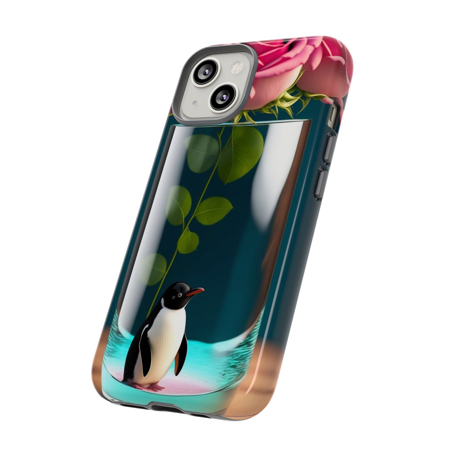 Penguin in a Glass Floral Tough Phone Case — Cute Protective Phone Cover