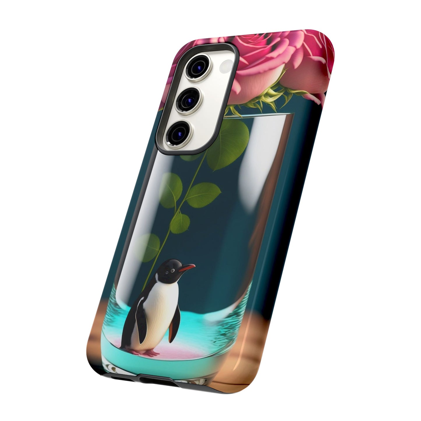 Penguin in a Glass Floral Tough Phone Case — Cute Protective Phone Cover