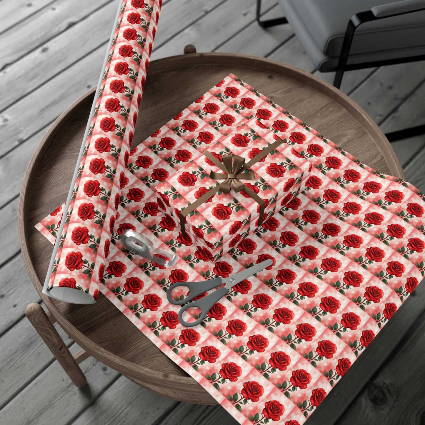 Rose Pattern Gift Wrap Paper — Romantic Floral Wrapping Sheets for Valentines & Anniversaries