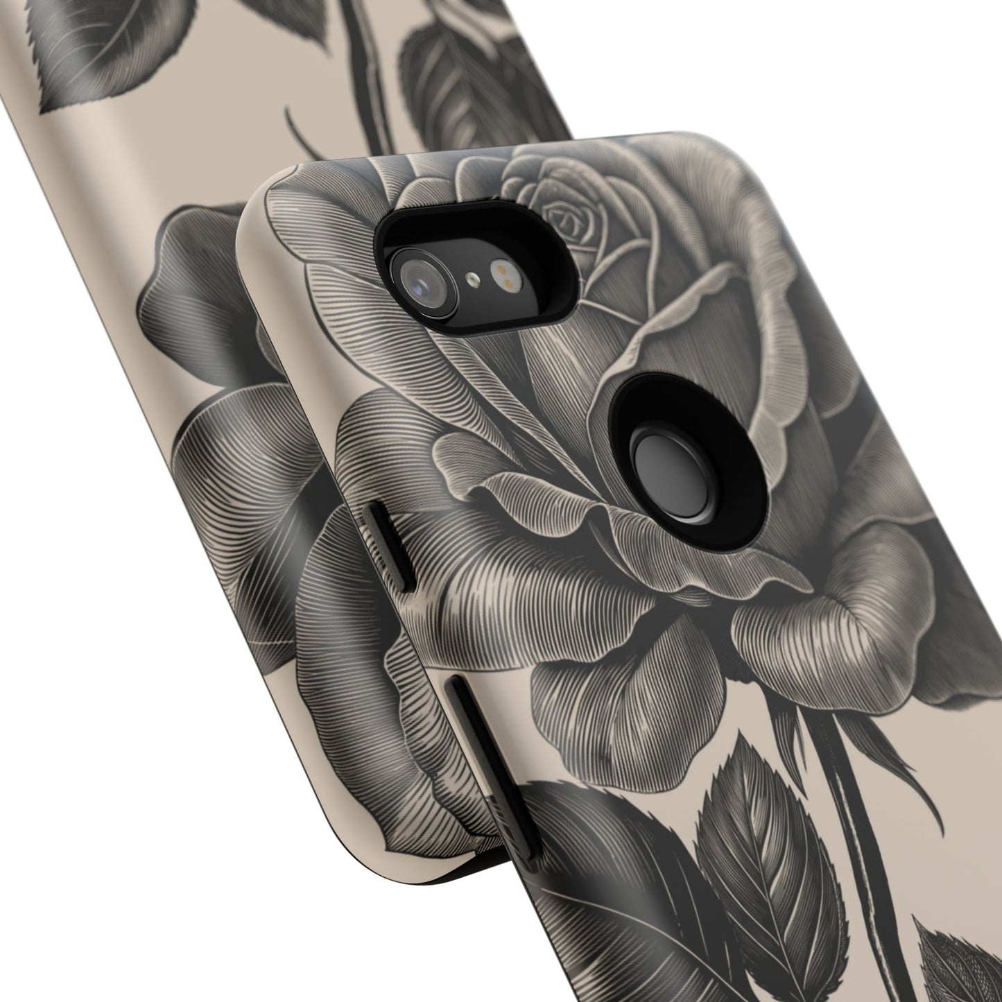 Black Rose Phone Case, Tough Cases with Floral Design, Elegant Tech Accessory, Gift for Flower Lovers, Stylish Protection