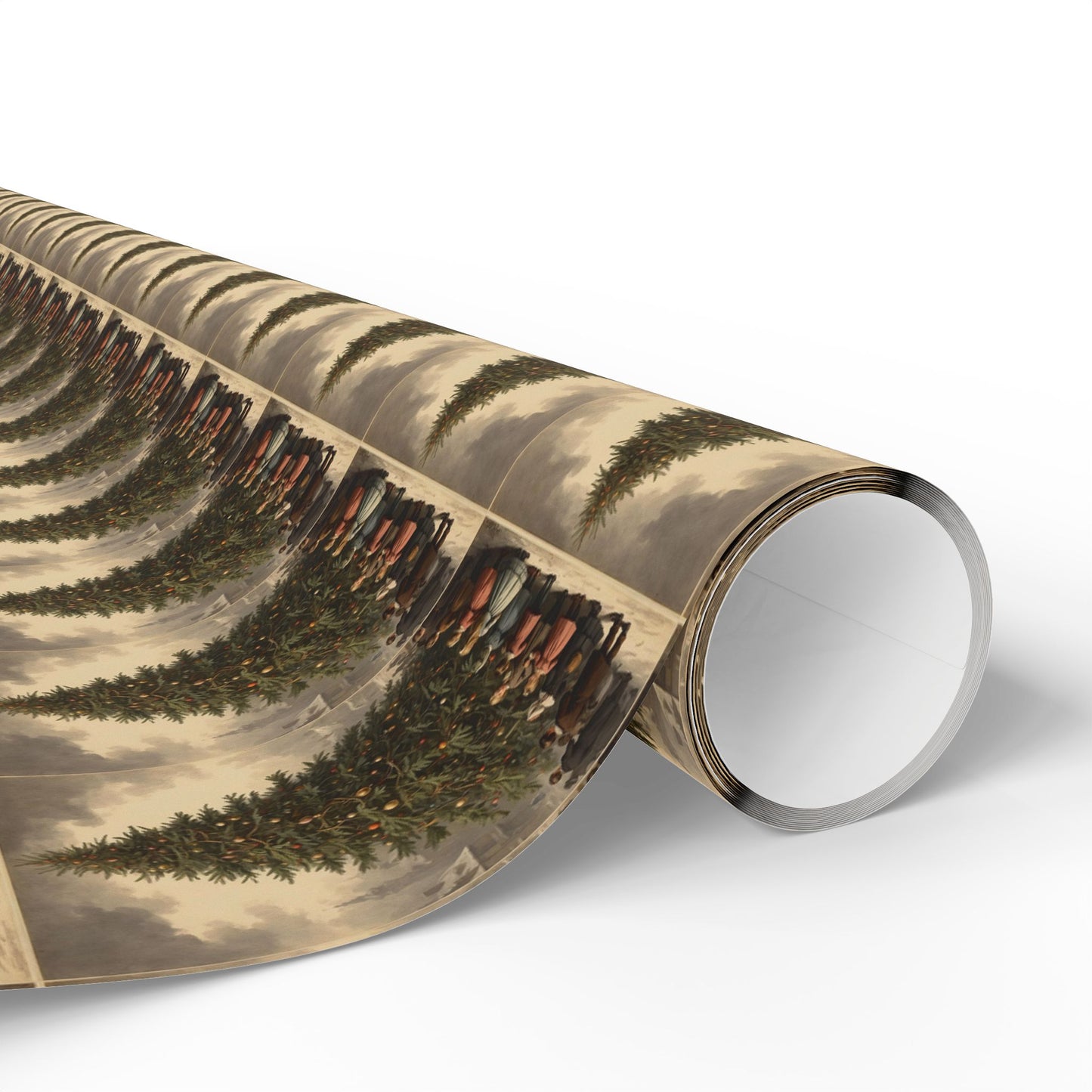 Vintage Christmas Train Wrapping Paper Roll — Classic Holiday Gift Wrap