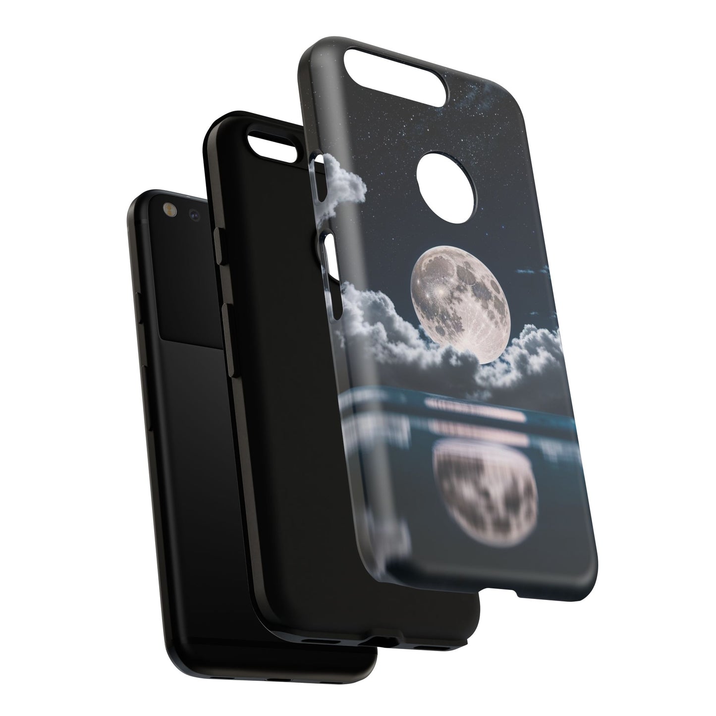 Moonlit Reflection Phone Case — Night Sky Moon & Clouds Tough Case