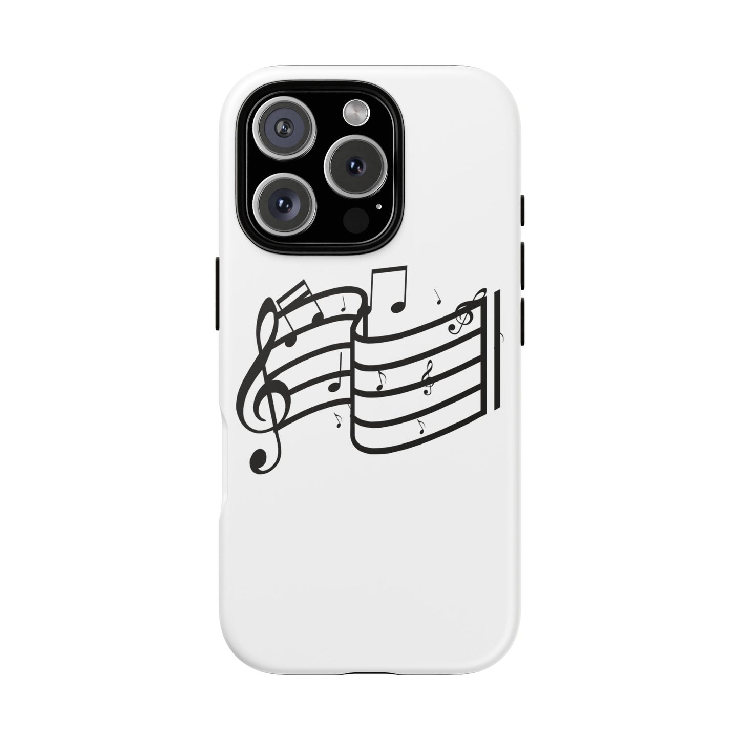 Musical Notes Phone Case — Black Treble Clef Music Staff Tough Case