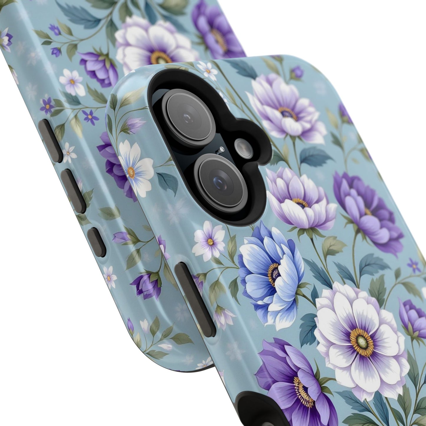Floral Purple Peony Phone Case — Magnetic Impact‑Resistant Protective Cover