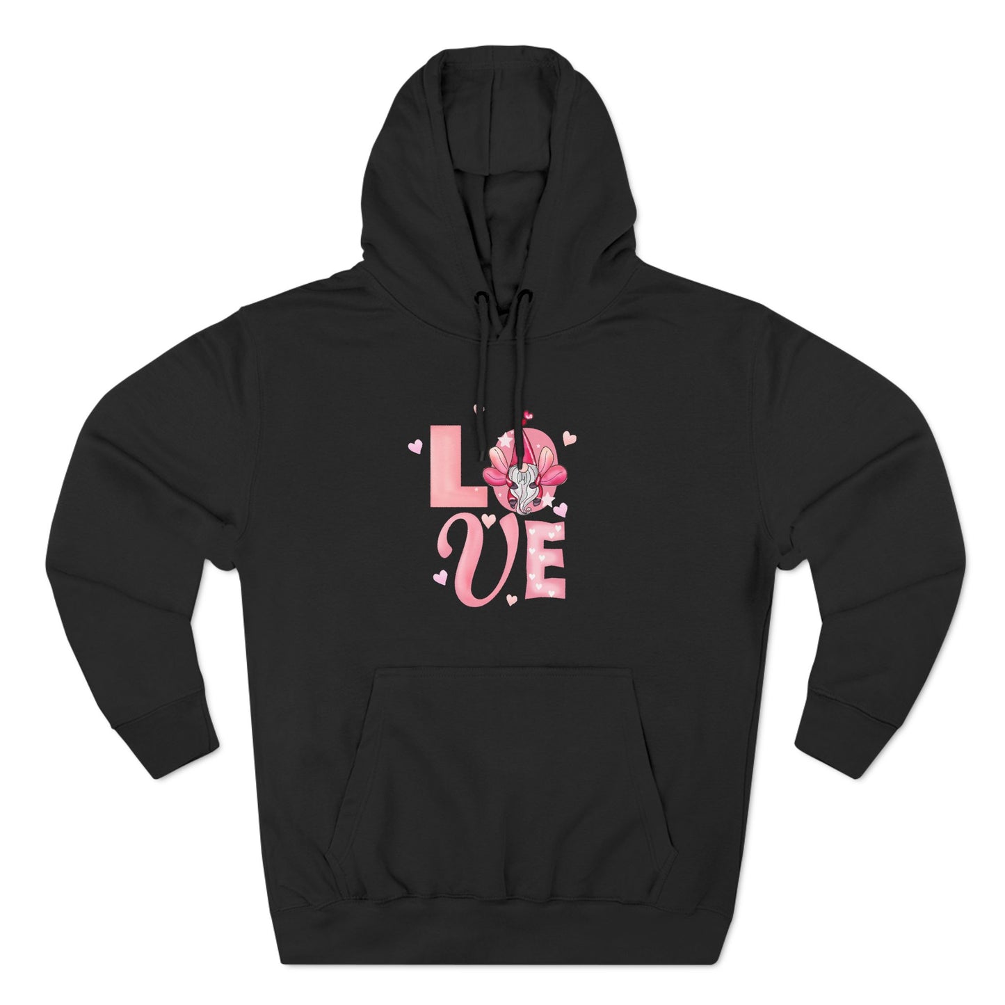 Love Blossom Hoodie — Pink Floral "LOVE" Graphic Fleece Hoodie