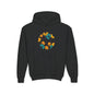 Youth Floral Hoodie – Orange & Teal Flower Circle Design
