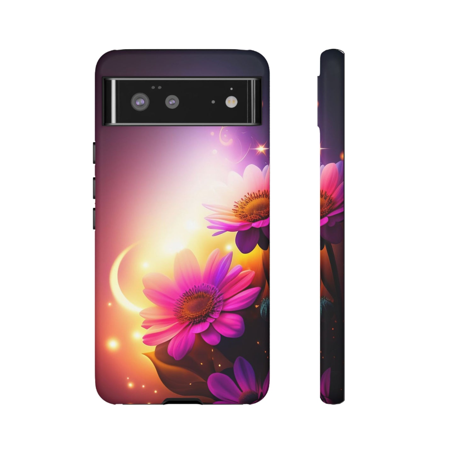 Floral Moonlight Phone Case – Purple Daisy Protective Cover