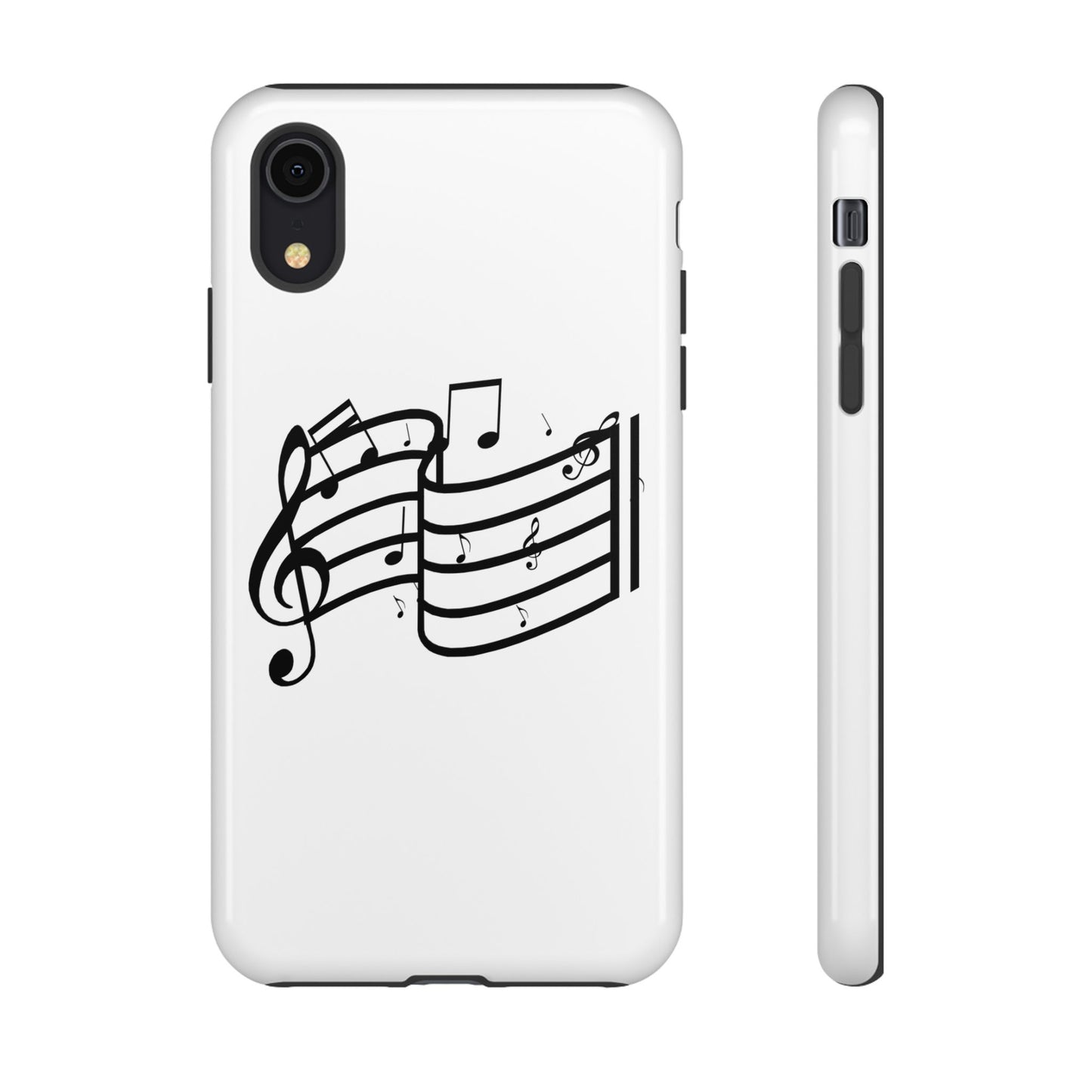 Musical Notes Phone Case — Black Treble Clef Music Staff Tough Case