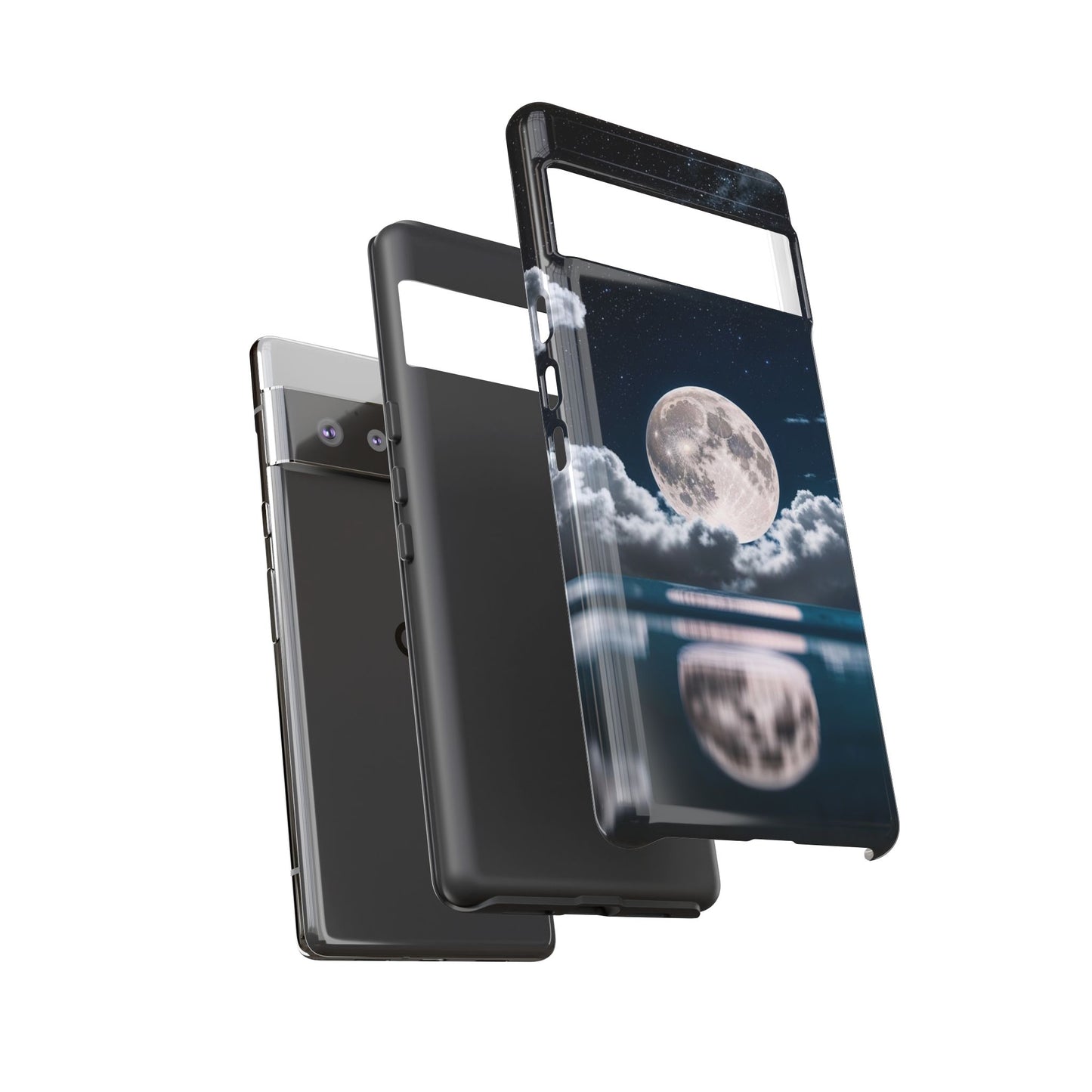 Moonlit Reflection Phone Case — Night Sky Moon & Clouds Tough Case