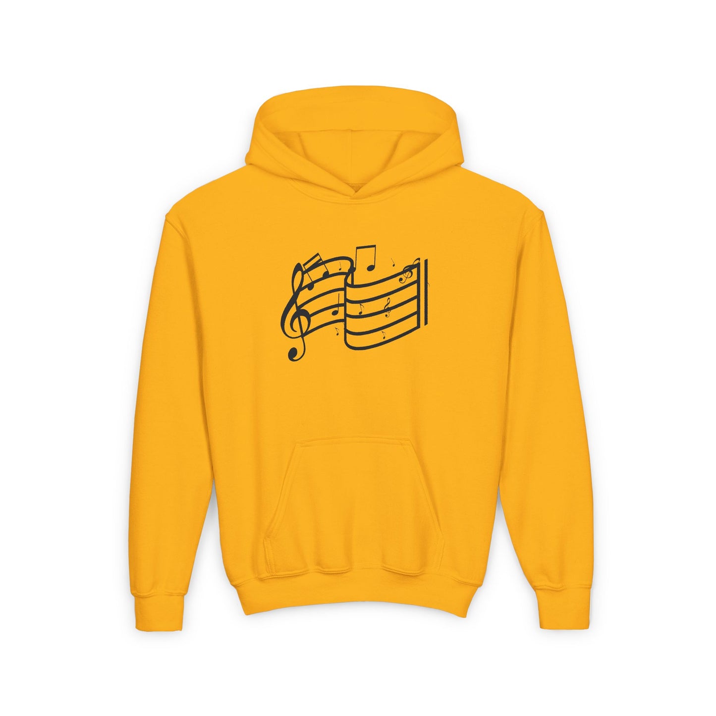 Youth Music Notes Hoodie - Treble Clef & Sheet Music Graphic