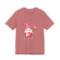 Valentine Gnome T‑Shirt — Cute Pink Gnome Holding Rose Tee