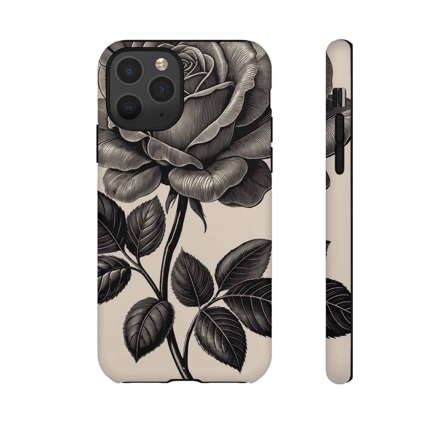 Black Rose Phone Case, Tough Cases with Floral Design, Elegant Tech Accessory, Gift for Flower Lovers, Stylish Protection