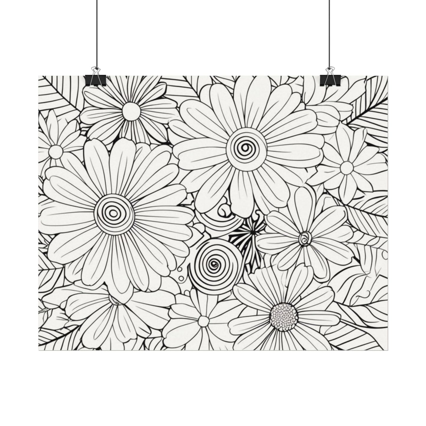 COLOR IT YOURSELF Floral Line Art Poster — Textured Matte Print