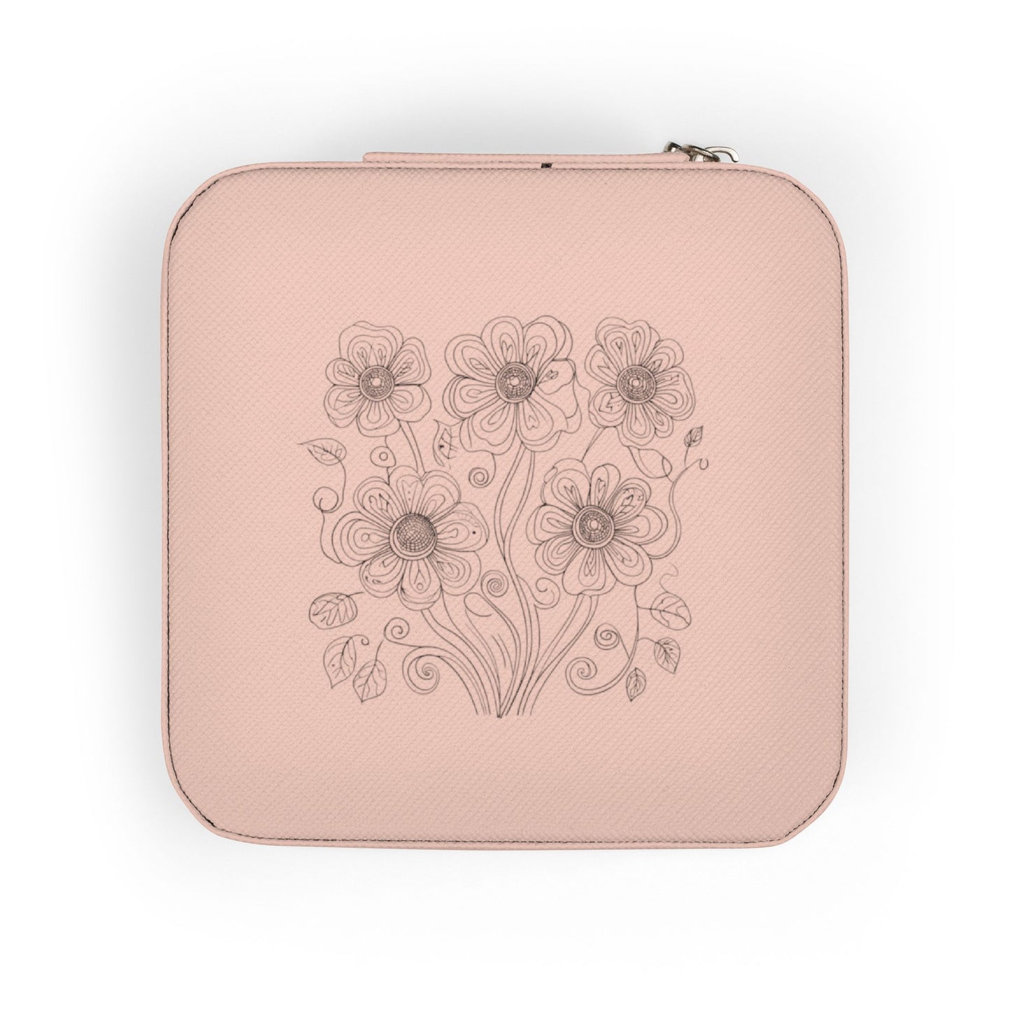 Floral Compact Jewelry Travel Case — Portable Ring & Earring Organizer