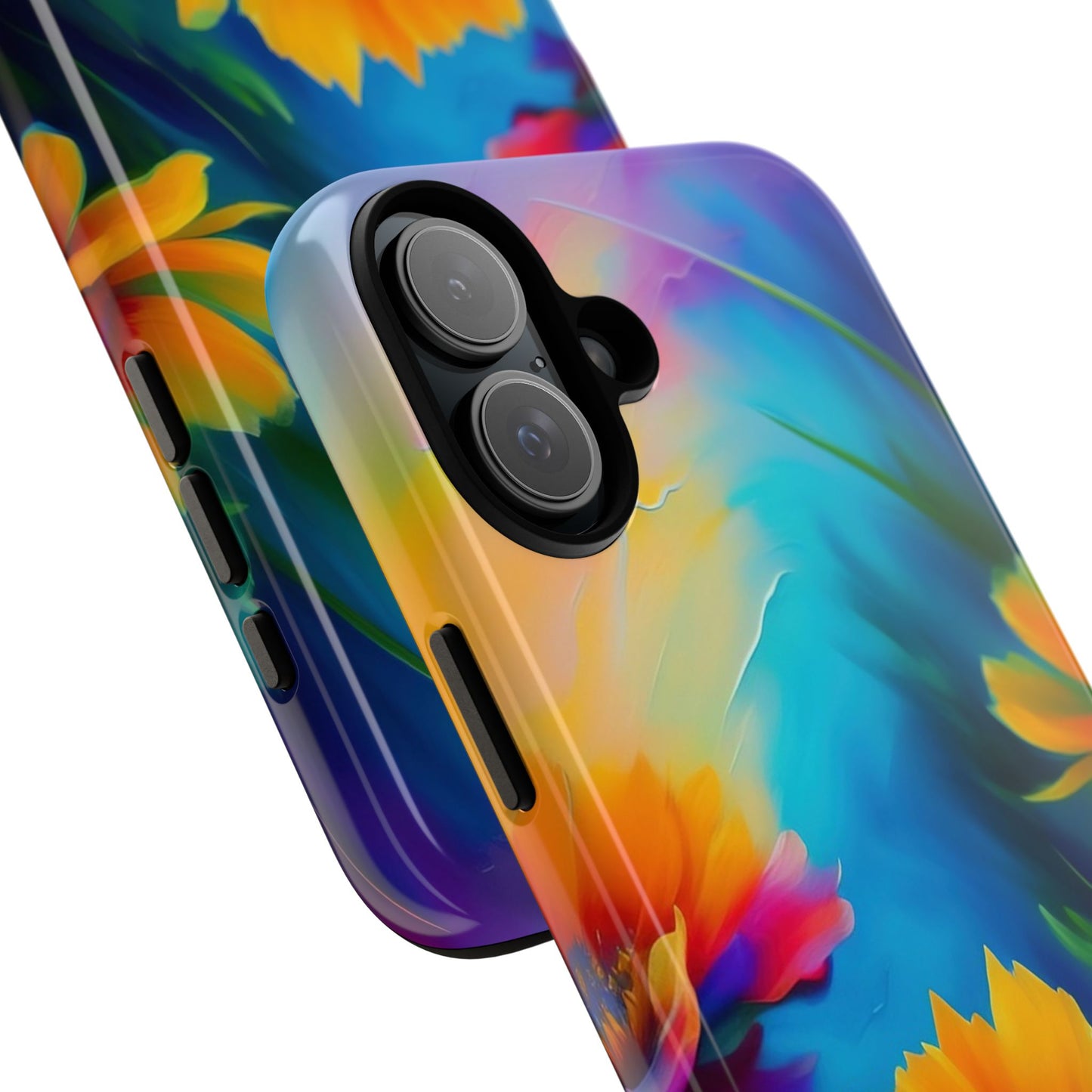 Floral Sunset Tough Phone Case — Vibrant Watercolor Flowers Protective Cover