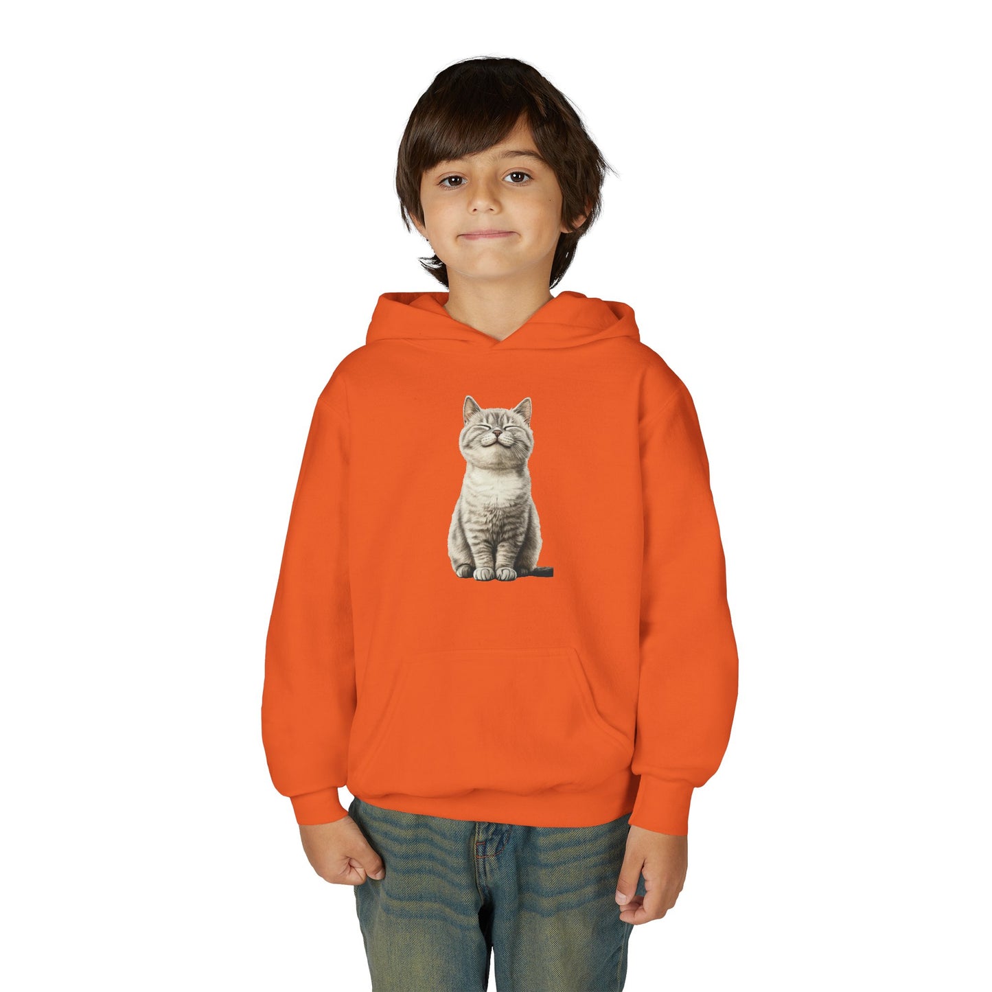 Kids Cat Hoodie – Cute Sitting Kitten Youth Hooded Sweatshirt
