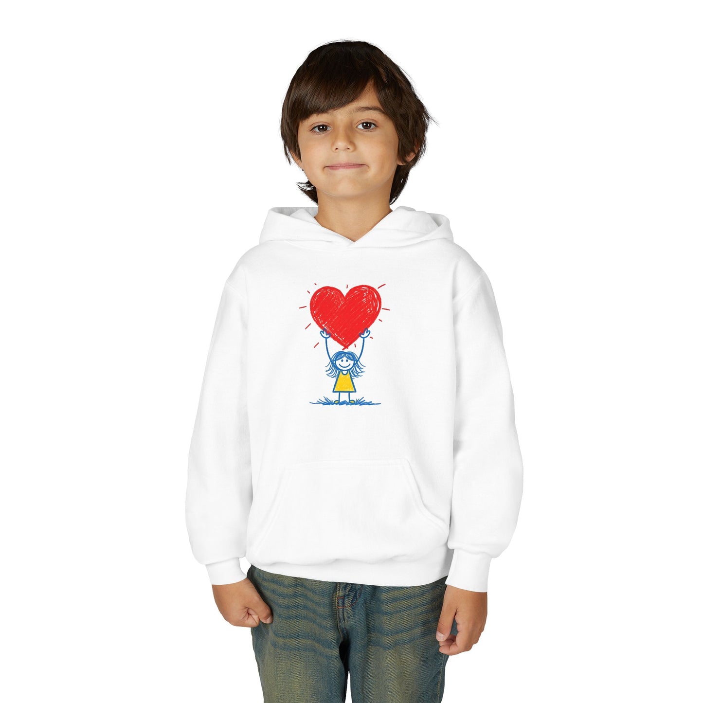 Kids Heart Balloon Hoodie — Cute Girl Holding Red Heart Design