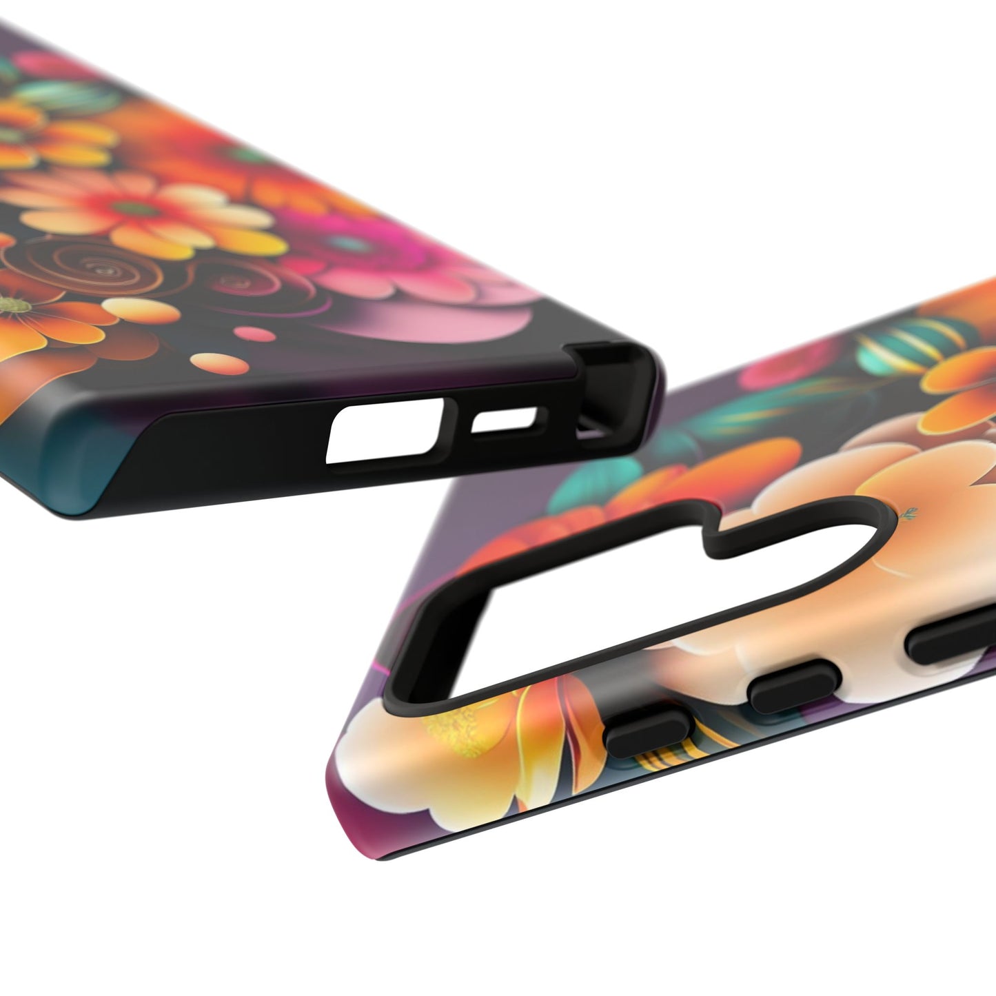 Floral Burst Tough Phone Case — Colorful Retro Flowers Protective Cover