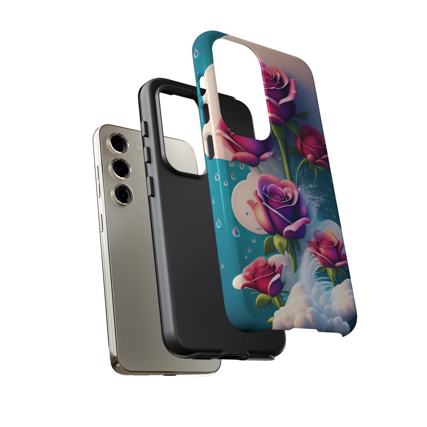 Floral Dream Tough Phone Case — Rose Bouquet Clouds Design