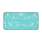 Turquoise Vintage Flourish Desk Mat — Floral Mouse Pad Surface