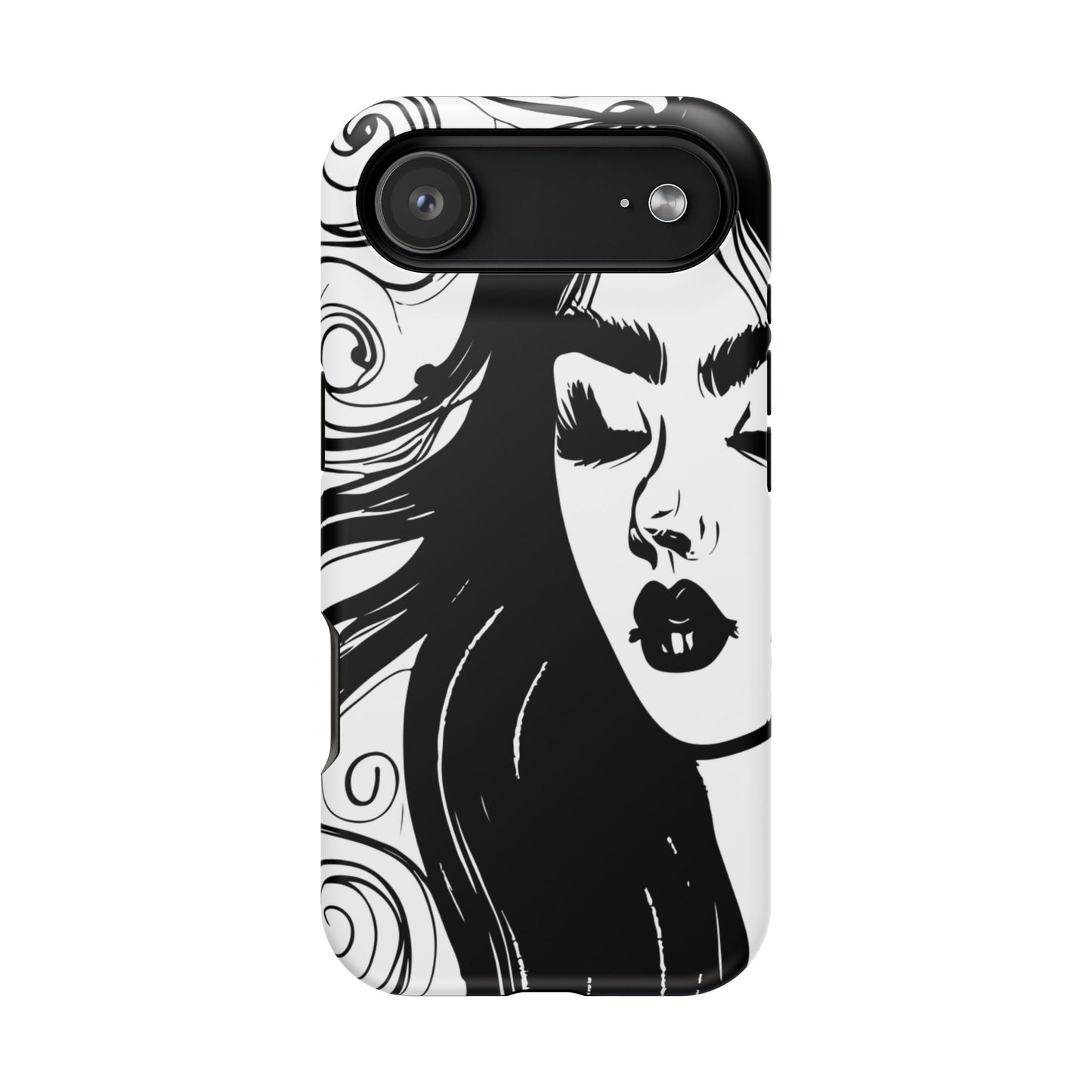 Artistic Black & White Portrait Phone Case — Magnetic Impact-Resistant