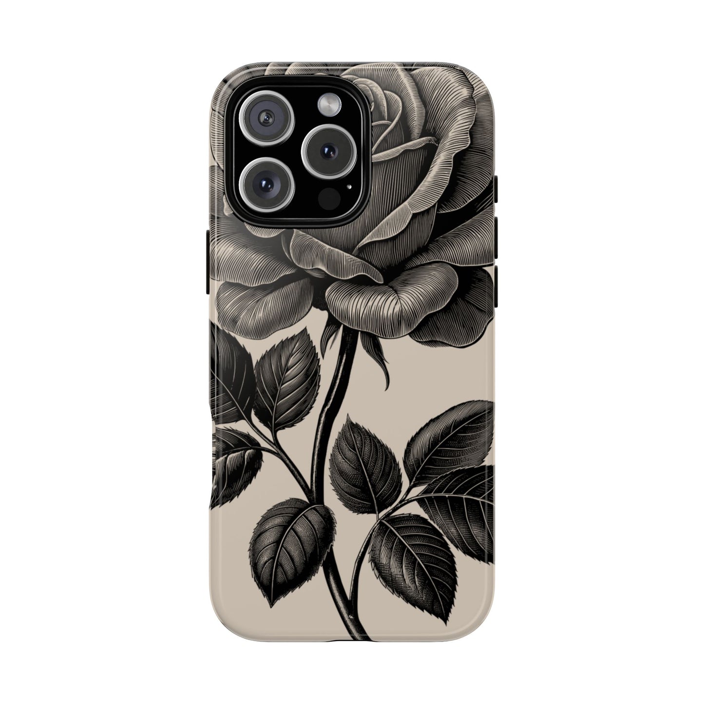 Black Rose Phone Case, Tough Cases with Floral Design, Elegant Tech Accessory, Gift for Flower Lovers, Stylish Protection