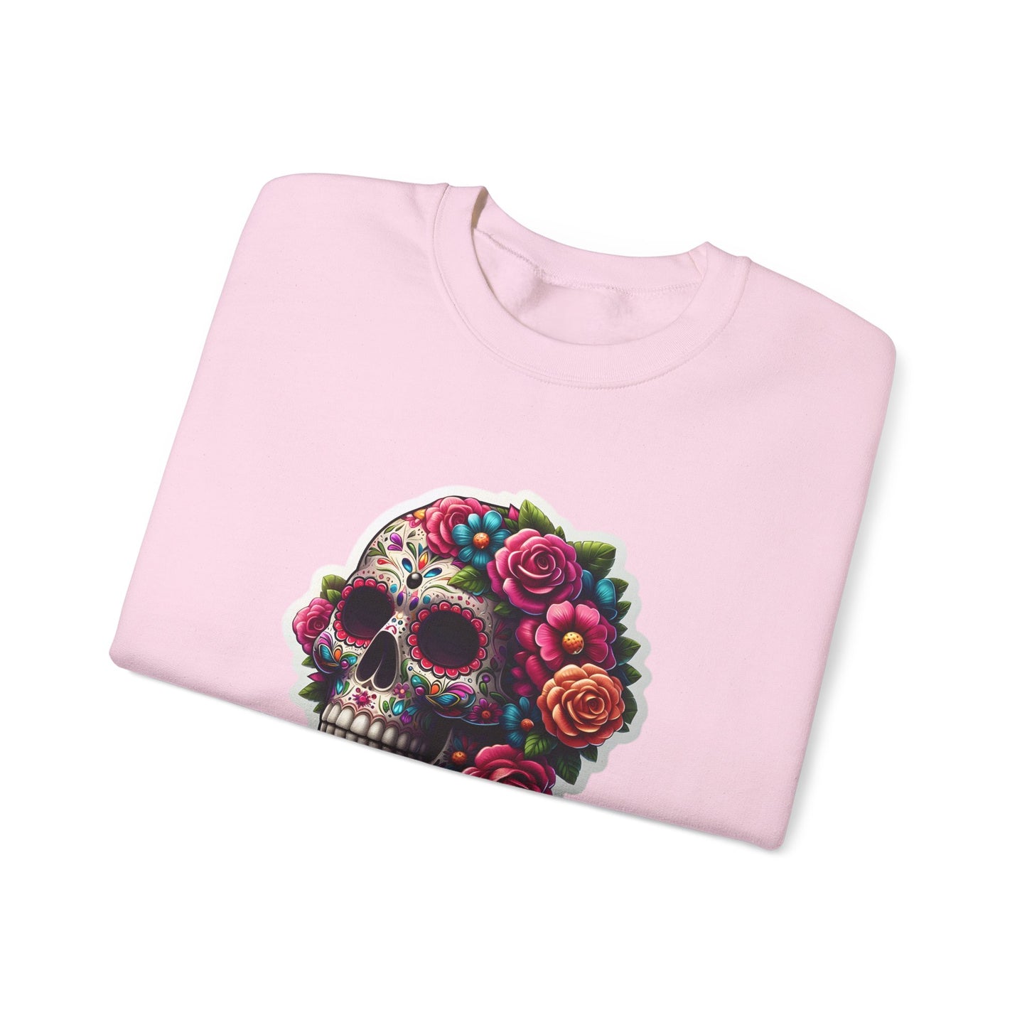Sugar Skull Crewneck Sweatshirt — Floral Day of the Dead Graphic
