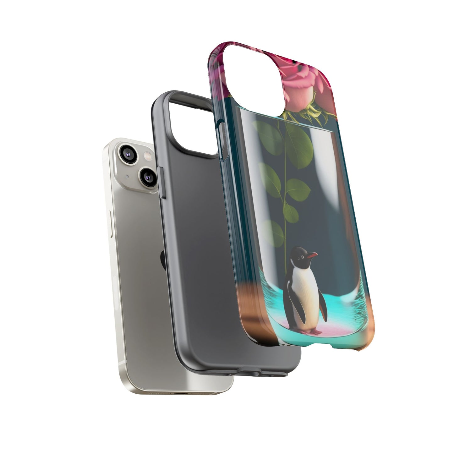 Penguin in a Glass Floral Tough Phone Case — Cute Protective Phone Cover