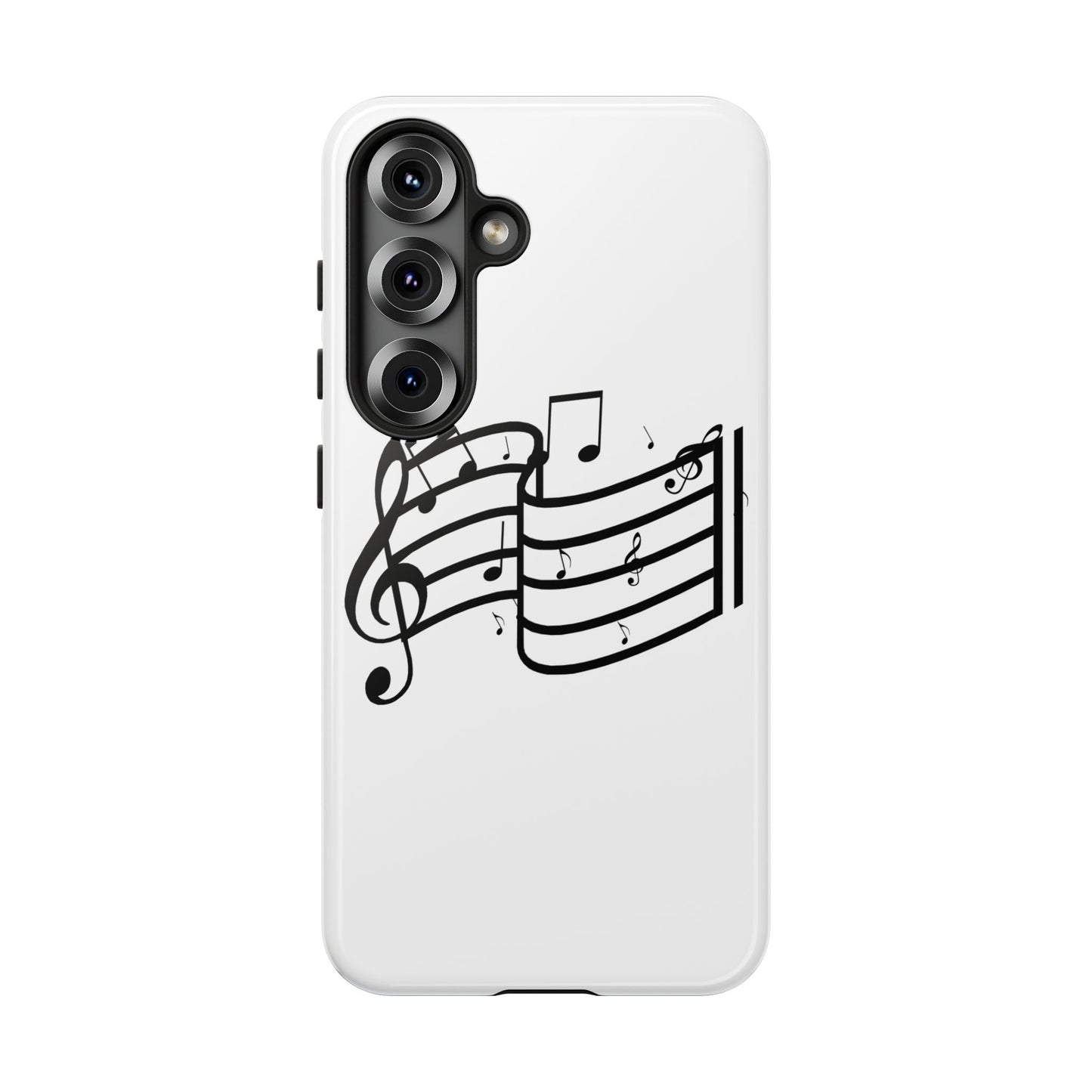 Musical Notes Phone Case — Black Treble Clef Music Staff Tough Case