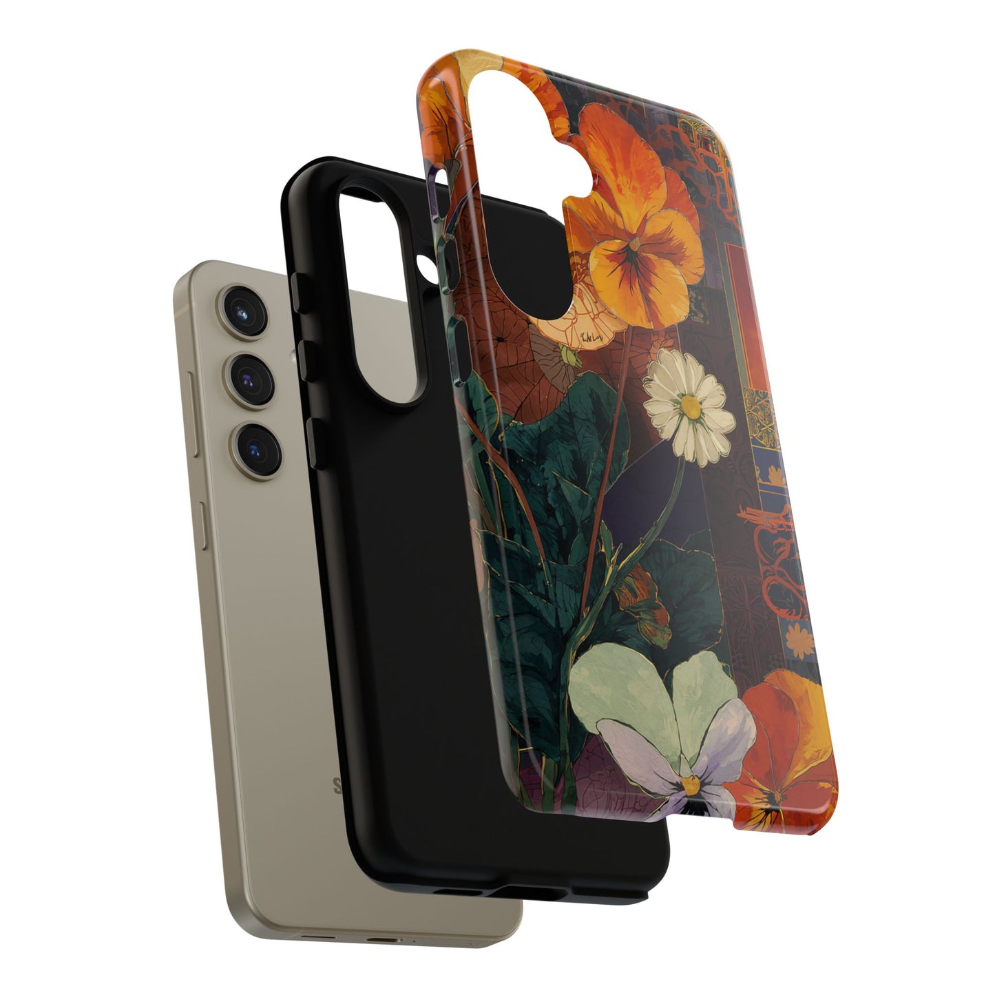Floral Pansy Tough Phone Case — Vintage Botanical Protection