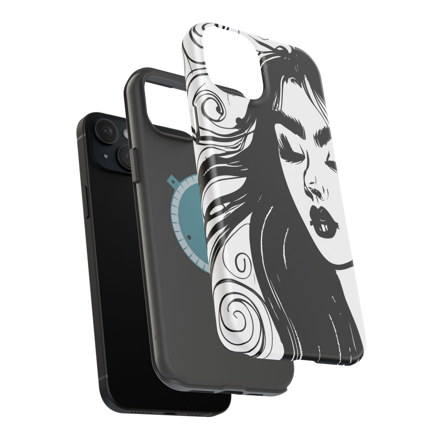 Artistic Black & White Portrait Phone Case — Magnetic Impact-Resistant