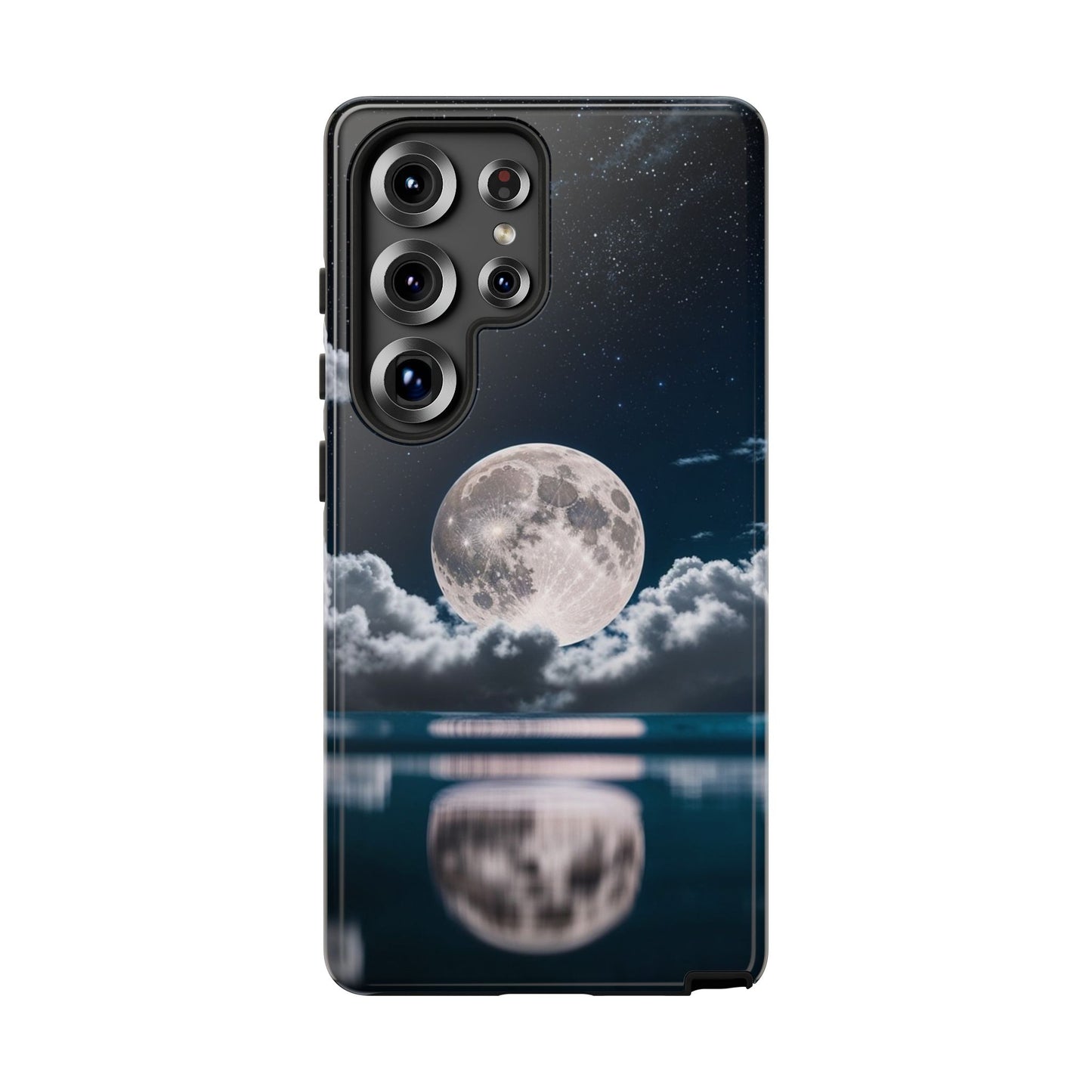 Moonlit Reflection Phone Case — Night Sky Moon & Clouds Tough Case