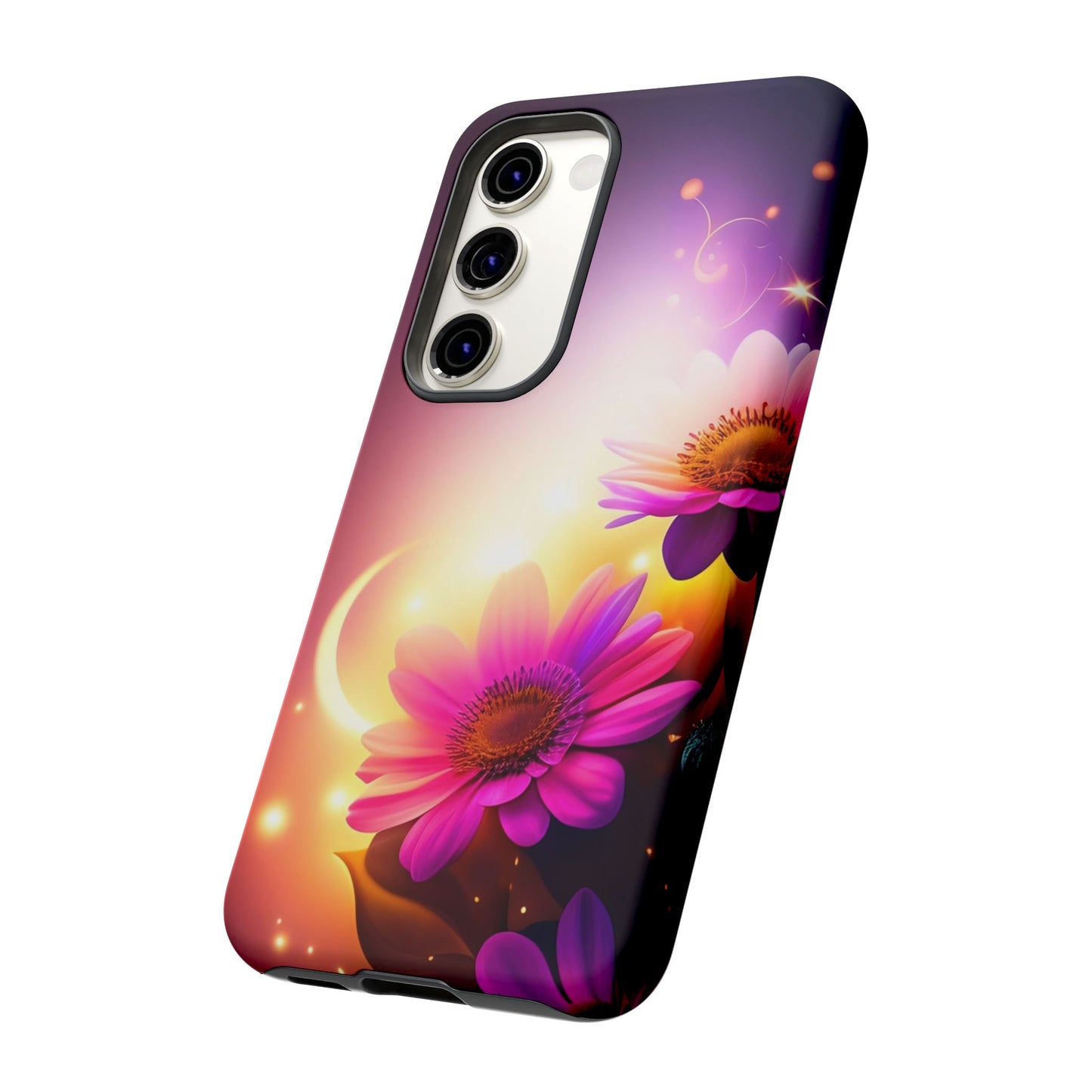 Floral Moonlight Phone Case – Purple Daisy Protective Cover