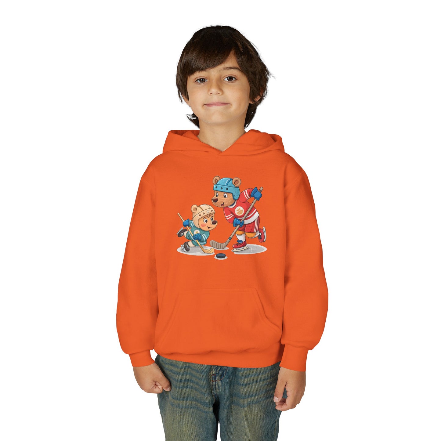 Youth Hockey Hoodie - Cute Kids Ice Hockey Players Pullover (Add Name)