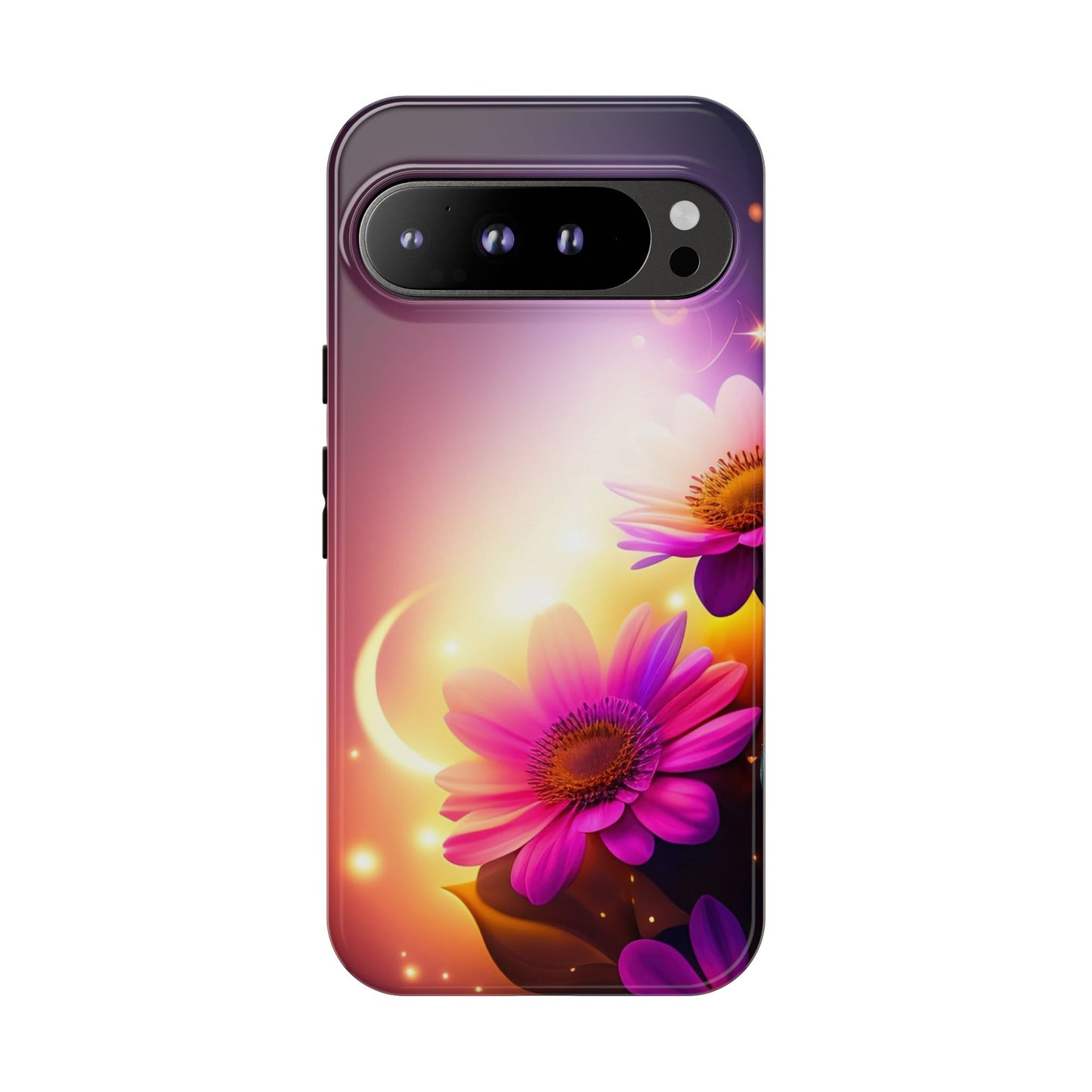 Floral Moonlight Phone Case – Purple Daisy Protective Cover
