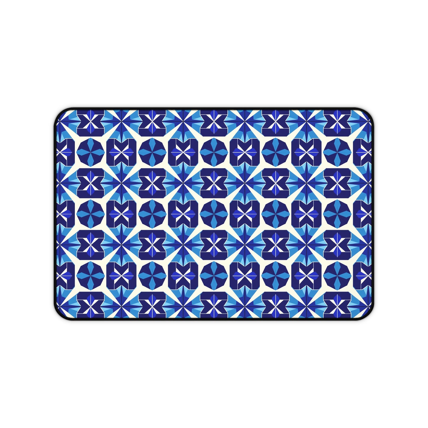 Blue Geometric Desk Mat for Stylish Workspaces