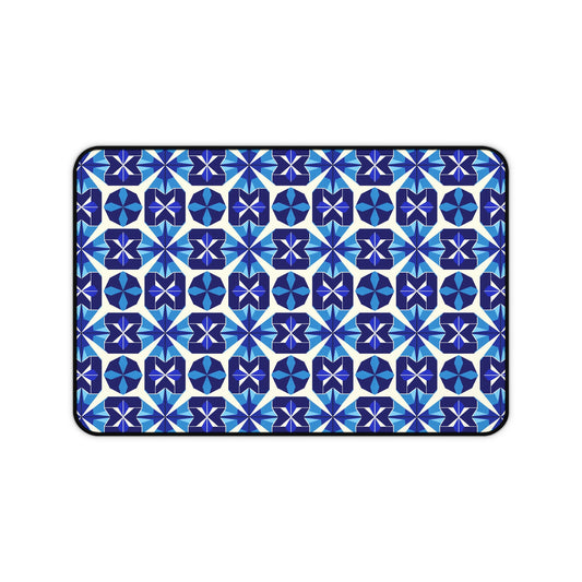 Blue Geometric Desk Mat for Stylish Workspaces