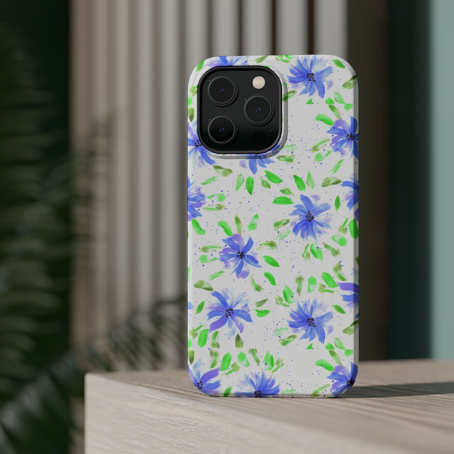 Floral Blue Watercolor Phone Case — Magnetic Impact-Resistant