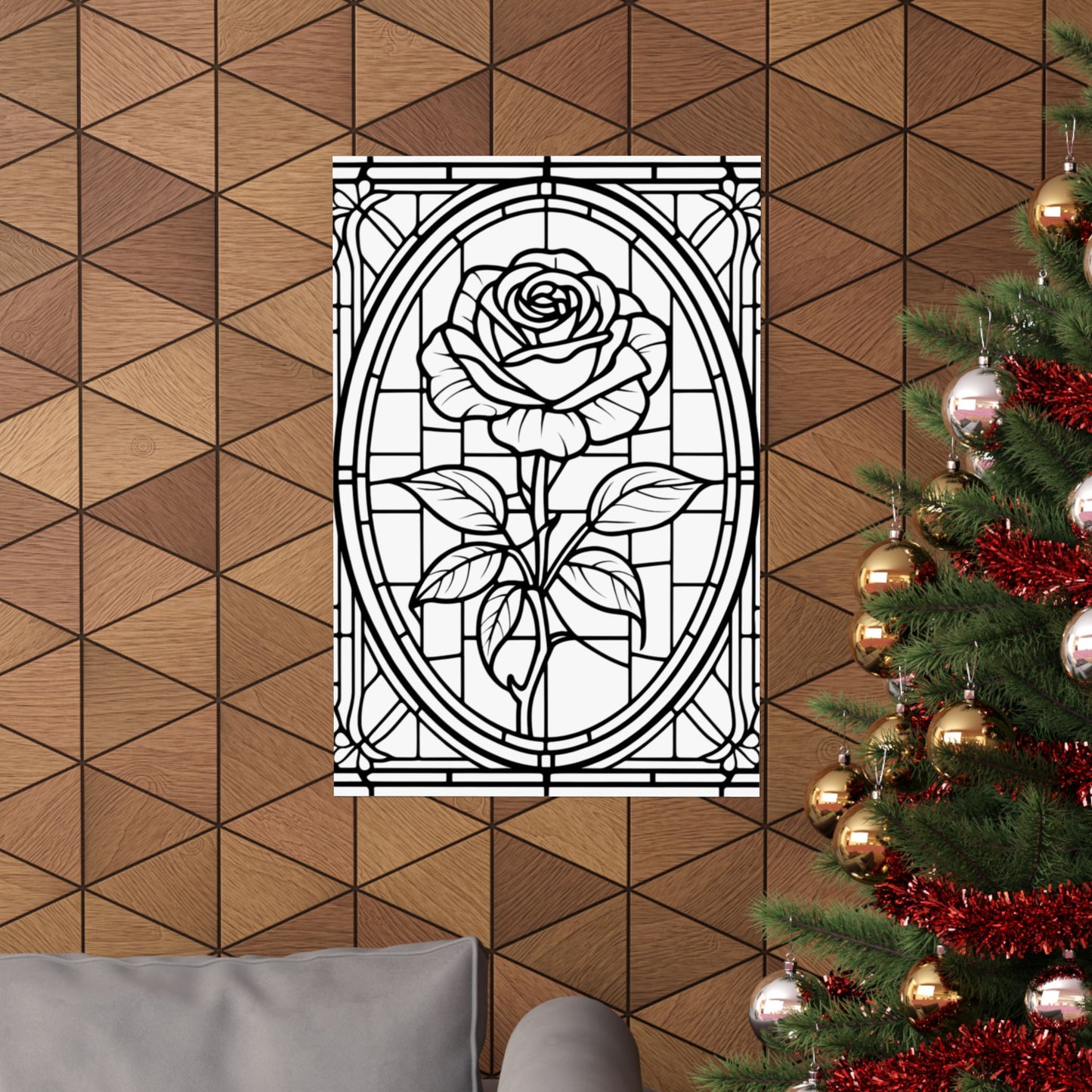 Rose Stained-Glass Matte Poster — Vintage Floral Wall Art DIY