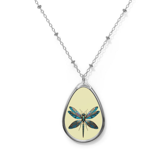 Elegant Dragonfly Oval Necklace, Nature-Inspired Jewelry, Unique Gift for Her, Bohemian Style Pendant, Meaningful Keepsake