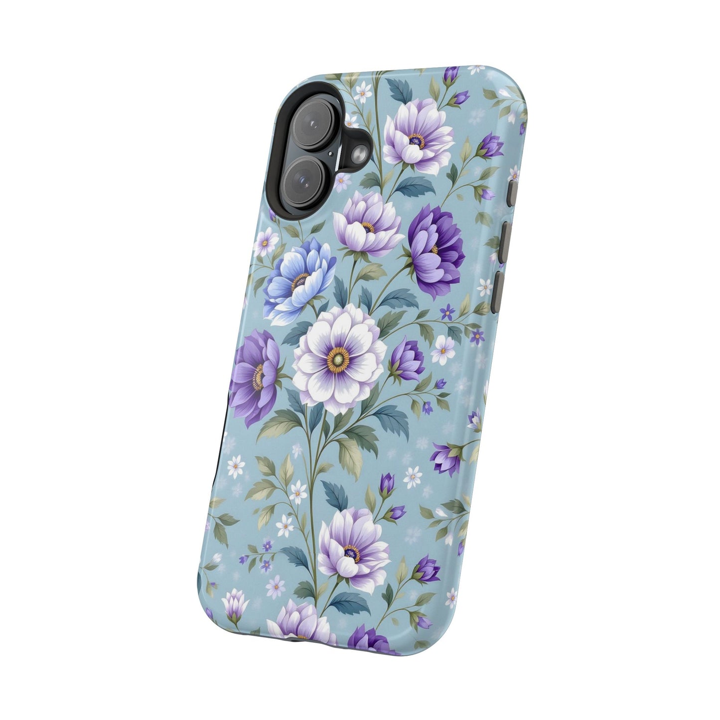 Floral Purple Peony Phone Case — Magnetic Impact‑Resistant Protective Cover