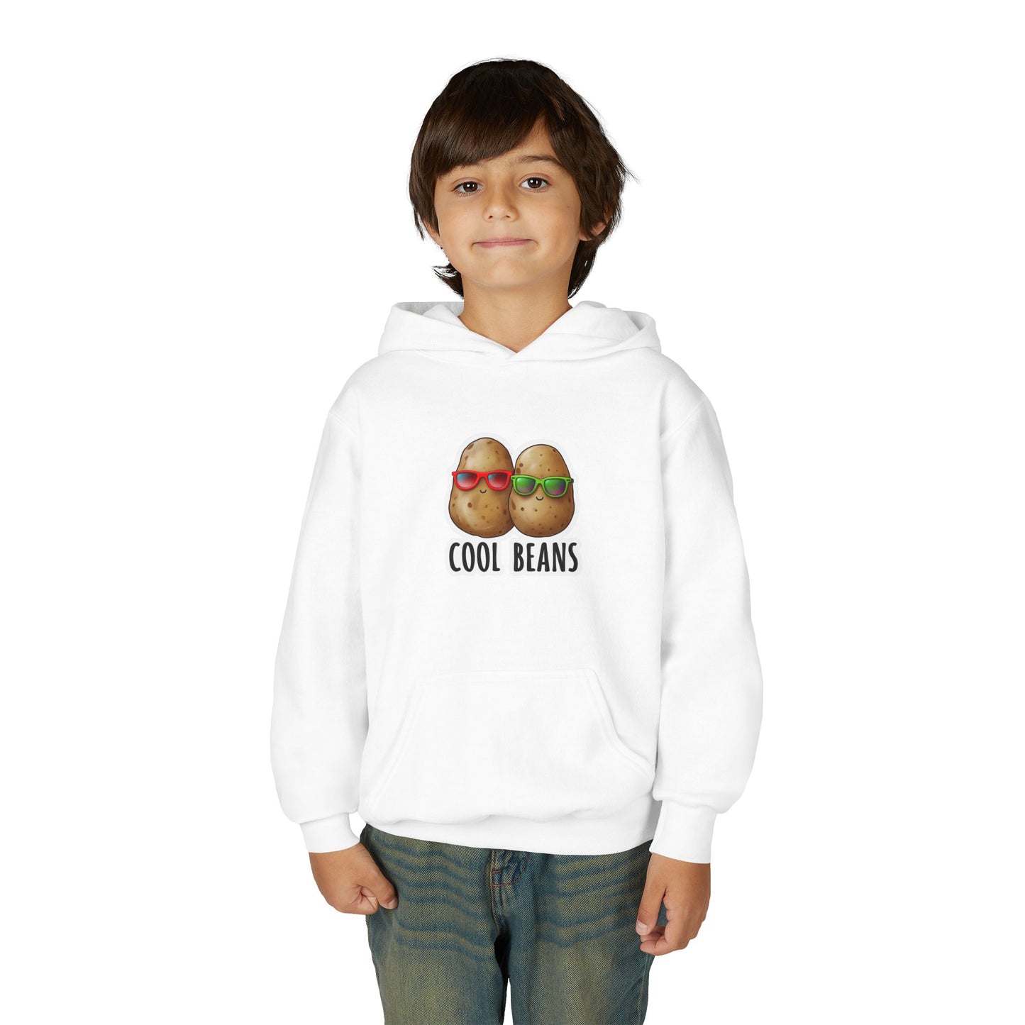 Youth 'Cool Beans' Hoodie – Cute Kids Graphic Sweatshirt with Sunglasses Potato Design
