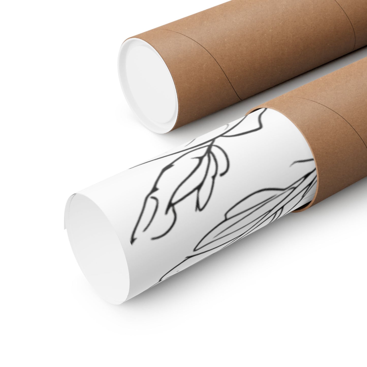 Botanical Ladybug Matte Poster — Floral Line Art Vertical Wall Print