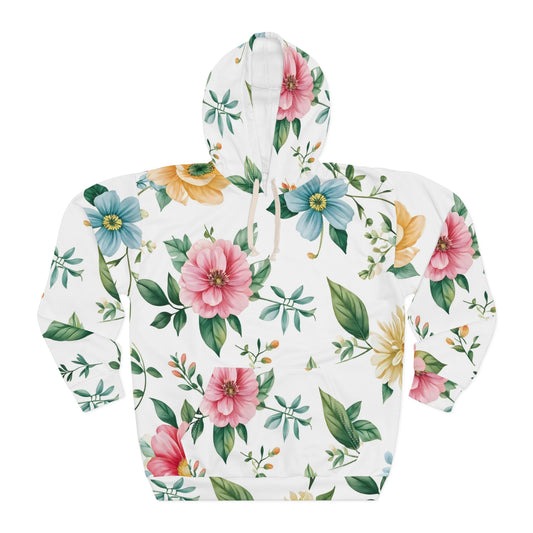 Floral Watercolor Hoodie — Pink & Yellow Blossom