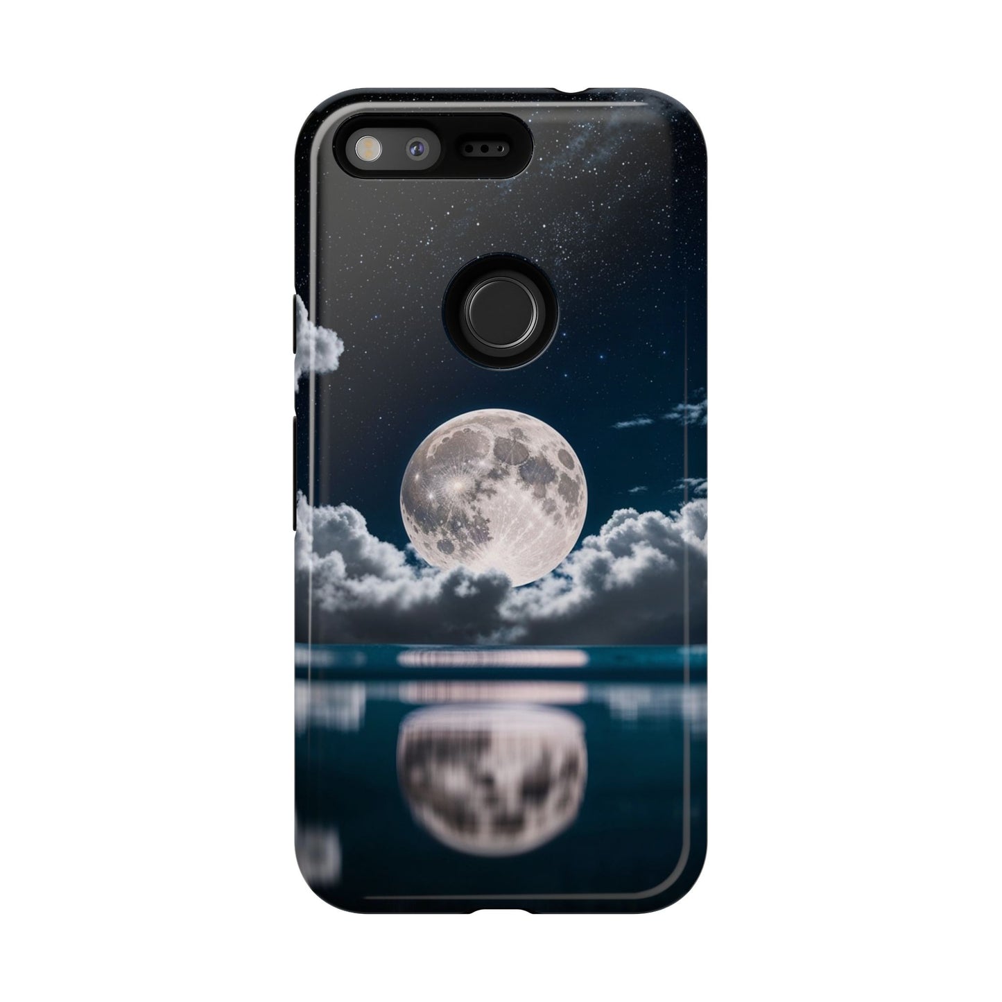 Moonlit Reflection Phone Case — Night Sky Moon & Clouds Tough Case