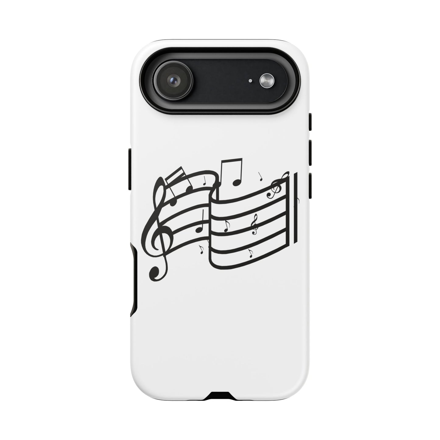 Musical Notes Phone Case — Black Treble Clef Music Staff Tough Case