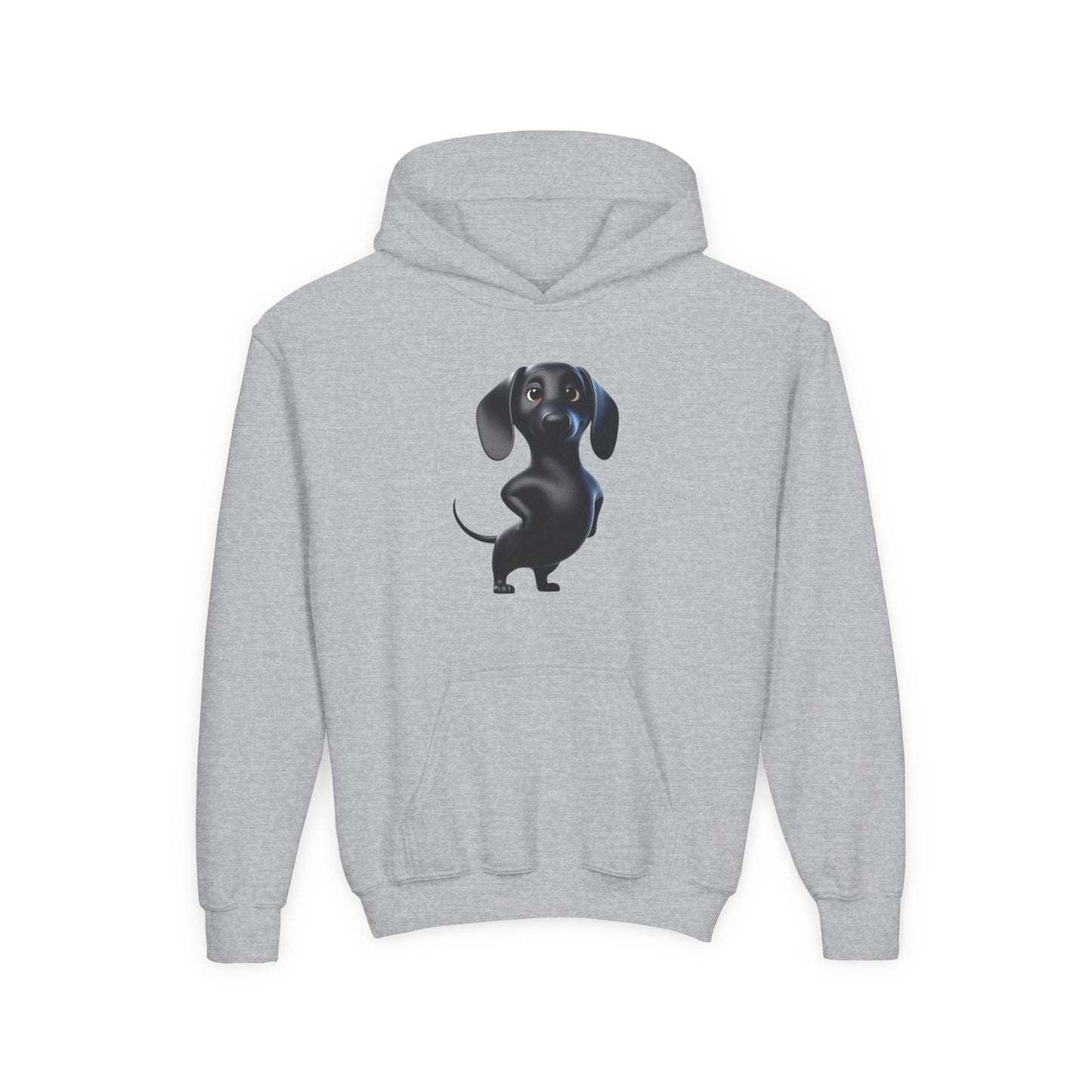 Youth Hoodie — Cute Black Dachshund Graphic